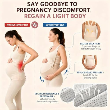 Maternity Support Belt Mesh Shoulder Straps Pregnancy Back Pelvic Relief(Beige,Medium) - color: Beige, size: Medium