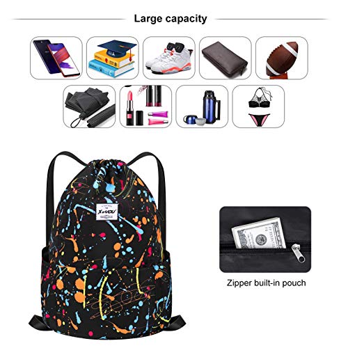 XEYOU Drawstring Backpack Bag Sport Gym Sackpack Beach Cinch Bag - color: Color Graffiti Pattern