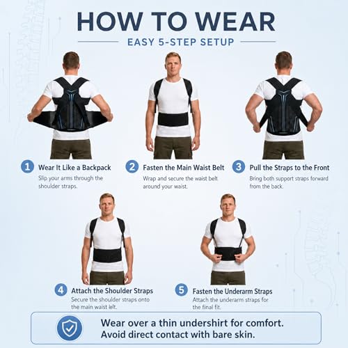 Back Brace Posture Corrector for Men, Adjustable Back Support Brace - size: XS/S(Waist:24''-32'')