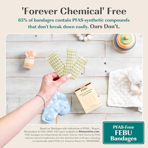 FEBU PFAS Free Bamboo Fabric Bandages, 1in x 3in, 100 Count Pack - style: Strips – Standard One Size (100 Count)