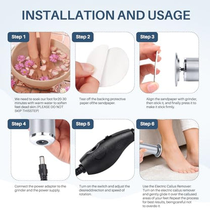 Electric Foot File Remover Callus: Pedicure Tool for Foot Sander - style: Grey