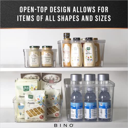 BINO | Plastic Storage Bins, Medium - 2 Pack | THE LUCID COLLECTION | Multi-Use Built-In Handles | BPA-Free | Clear Storage Containers | Fridge Organizer | Pantry & Home Organization - size: 2PK - MEDIUM