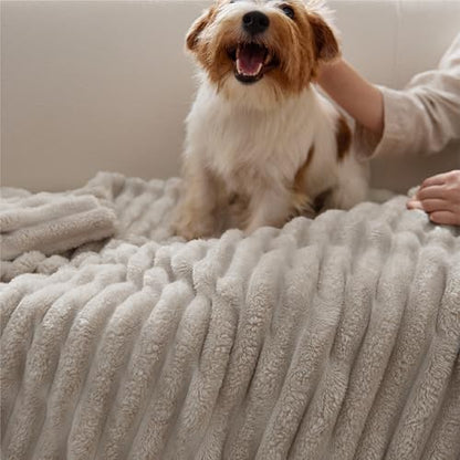 Bedsure Soft Full Size Fleece Blankets for Bed Beige 84"x90" - color: Beige, size: Full