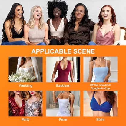 Snowy Insert: Double Sided Push Up Bra Pads | Reusable Waterproof Sticky Inserts for Strapless & Backless Dress for Women - size: D