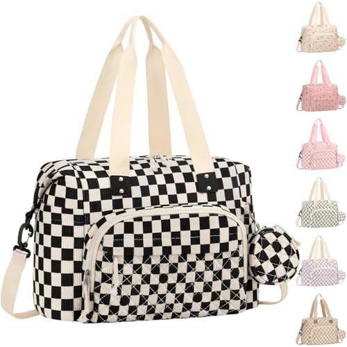 Tenot Diaper Bag Tote, Baby Bag with Pacifier Case, Black Checkered - color: Black Checkered