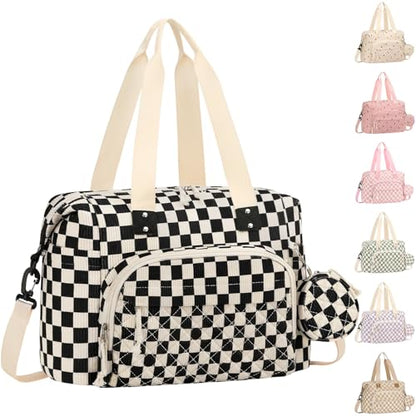 Tenot Diaper Bag Tote, Baby Bag with Pacifier Case, Black Checkered - color: Black Checkered
