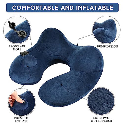 Xtinmee 2pcs Self-Inflatable Pillow with Compact Bag, Peacock Green, Blue - color: Peacock Green, Blue