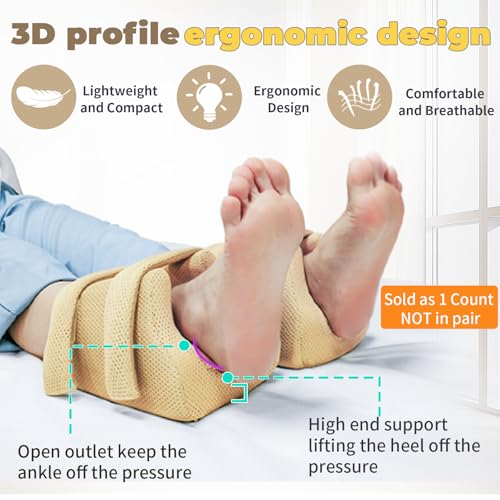 3D Heel Protector Bed Sore Pillow Cushion for Pressure Khaki 1 piece - color: Khaki