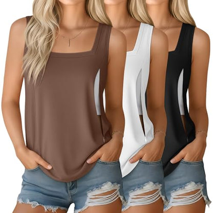 Oakgarden 3 Pack Women's Maternity Nursing Tank Tops - color: Black, White, Coffee, size: Medium