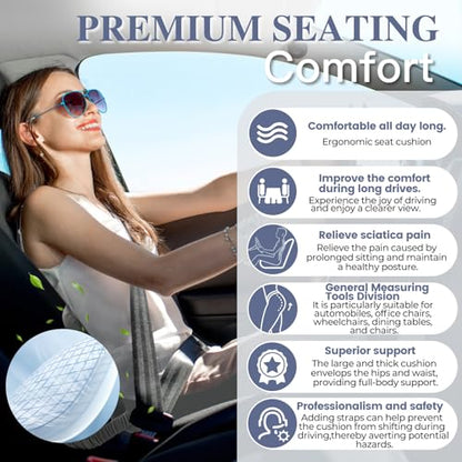 Car Seat Cushion with Lumbar Support Pillow, Seat Cushion for Driving - color: Gray
