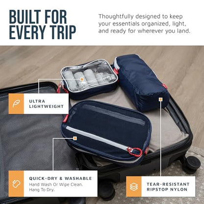 TRIPPED Travel Gear 3-Piece Travel Toiletry Bag Set - color: Navy