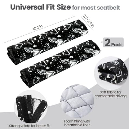 Amooca 2 Pack Seat Belt Covers Soft Shoulder Pad for Cars & Backpack - color: Black Heart