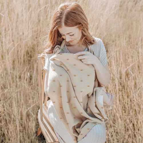 Konssy Muslin Nursing Cover Up for Breastfeeding with Rigid Hoop - color: Sun