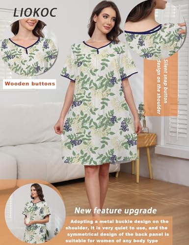 Hospital Gowns for Women Open Back Snap Post Shoulder Surgery Gown - color: Green Yellow Flower, size: Medium