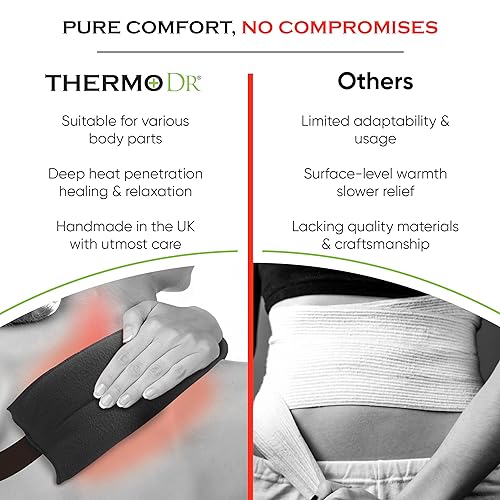 Microwavable Heating Pad for Neck, Back, & Shoulders - Heating Bean Bag Microwavable Pillow w/Elasticated Strap - Wheat & Unscented Heating Pad Wrap - ThermoDR, Black - size: Unscented, style: Black