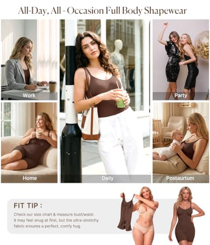 BRABIC Bodysuits for Women Seamless Shapewear Tummy Control Body Shaper - color: Chocolate Brown, size: Medium