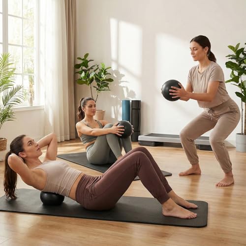 4 Pcs Small Pilates Ball Bulk 9 Inch Mini Yoga Ball - color: Solid Black