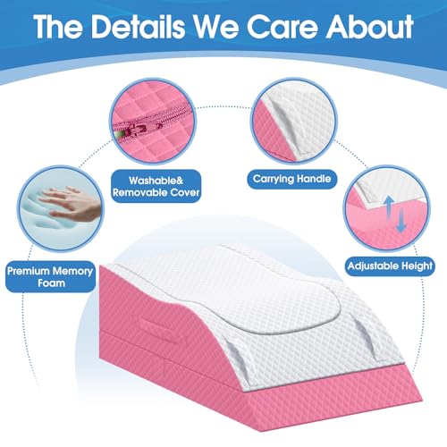 TranquilRelax Leg Elevation Pillows for After Surgery, Wedge Pillow, Pink - color: Pink, size: Double Leg(Upgraded)