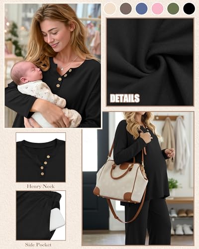 Women's Maternity Pajamas Sets - color: Black, size: Large