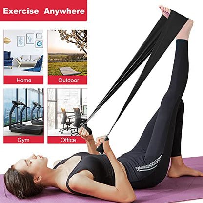 Long Resistance Bands for Working Out, Physical Therapy, Yoga & Pilates - color: Black