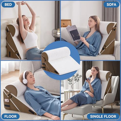 Negwoo 3PCS Wedge Pillow Set for After Surgery,Bed Wedge Pillow, Brown - color: Brown, size: 3 PCS-Standard