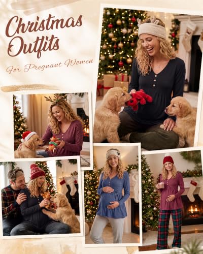 Cutecrop 3 Pack Maternity Long Sleeve V Neck Shirt - color: Black, Wine Red, Navy Blue, size: Small