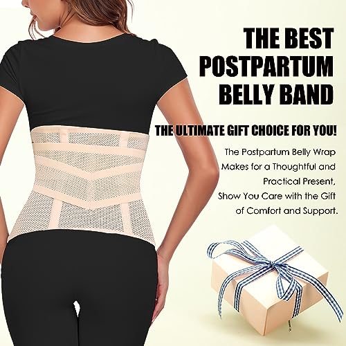 MAMODY Postpartum Belly Band Belly Wrap Abdominal Binder Post Surgery - color: Classic Beige