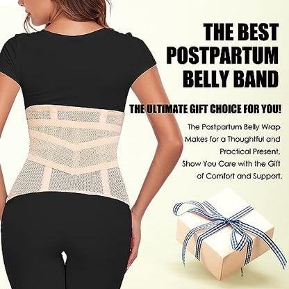 MAMODY Postpartum Belly Band Belly Wrap Abdominal Binder Post Surgery - color: Classic Beige