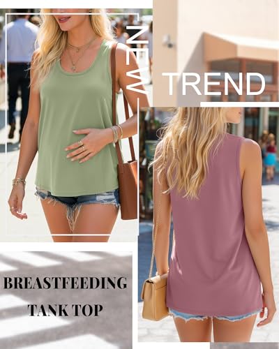 Ficerd 3 Pack Women's Nursing Tank Tops - color: Black, Light Green, Gray Pink, size: Large