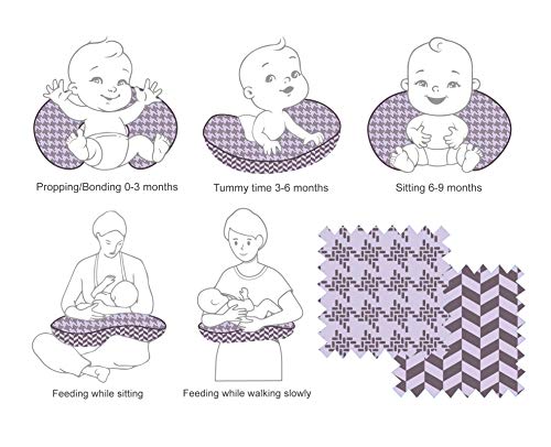 Bacati Houndstooth/Herringbone Muslin Nursing Pillow Cover Made with 100 Percent Cotton and Polyfilled Insert, Grey