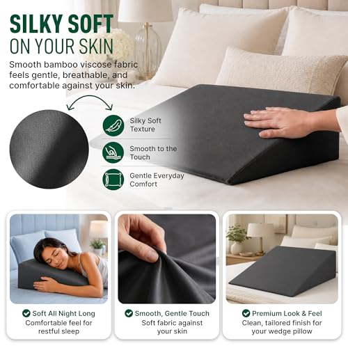 PLANETOFBAMBOO 100% Bamboo Viscose Wedge Pillow Cover 24" L x 24" W x 7" H - size: 24"L x 24"W x 7"H