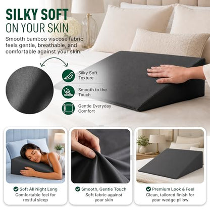PLANETOFBAMBOO 100% Bamboo Viscose Wedge Pillow Cover 24" L x 24" W x 7" H - size: 24"L x 24"W x 7"H