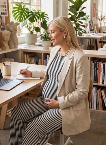 BLENCOT Maternity Clothes Striped Sleeveless Sets Casual 2 Piece Outfits - color: Black Stripe, size: Medium