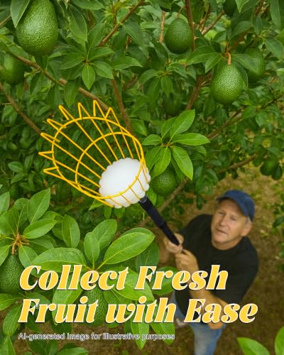 6.5FT Fruit Picker with Basket, Apple Picking Tool 35–77 Inch Adjustable Pole, Long-Handle Mango Grabber, Tree Fruit Catcher for Harvesting Lemon Pear Orange Avocado Peach Citrus Grapefruit - size: 6.5FT