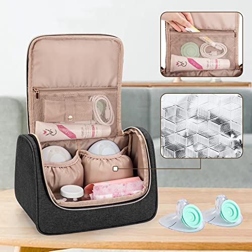 LUXJA Wearable Breast Pump Bag with a Waterproof Mat, Black - color: Black