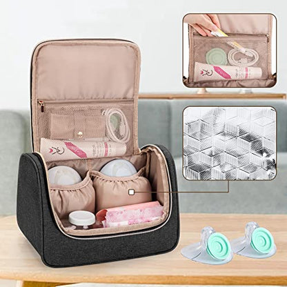 LUXJA Wearable Breast Pump Bag with a Waterproof Mat, Black - color: Black