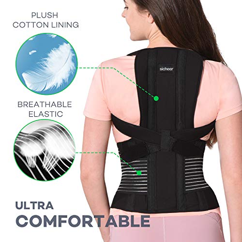 SICHEER Posture Corrector Back Brace for Women & Men, Medium, Waist 34-38" - size: Medium