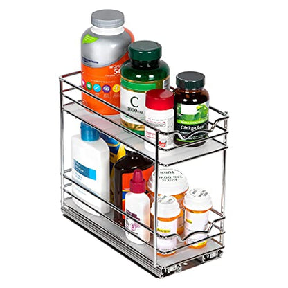 Pull Out Spice Rack for Cabinet, Spice Organizer 4-1/2"W x10-3/8"D x8-7/8"H - size: 4.5 Inch - Double