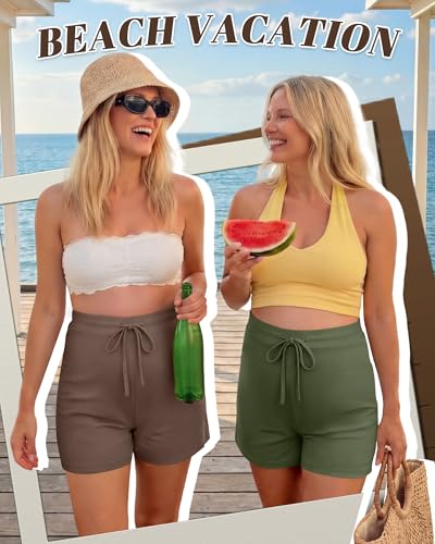 4 Pack Women's Maternity Casual Shorts - color: Army Green, Coffee, Light Gray, Black, size: Small