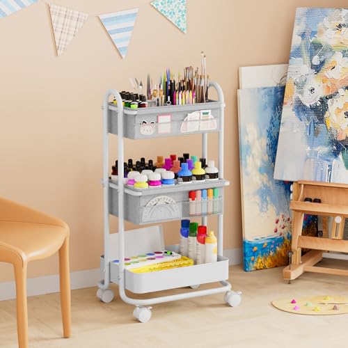 Modanais Baby Diaper Caddy Organizer Cart - 3 Tier Rolling Cart, Light Gray - color: Light Gray