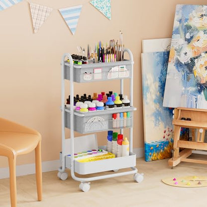 Modanais Baby Diaper Caddy Organizer Cart - 3 Tier Rolling Cart, Light Gray - color: Light Gray