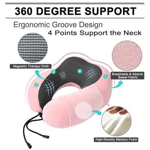 urnexttour Travel Pillow and Blanket Set Neck Pillow Airplane Memory Pink - color: B-pink