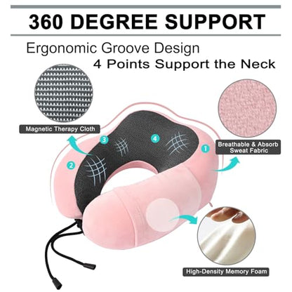 urnexttour Travel Pillow and Blanket Set Neck Pillow Airplane Memory Pink - color: B-pink