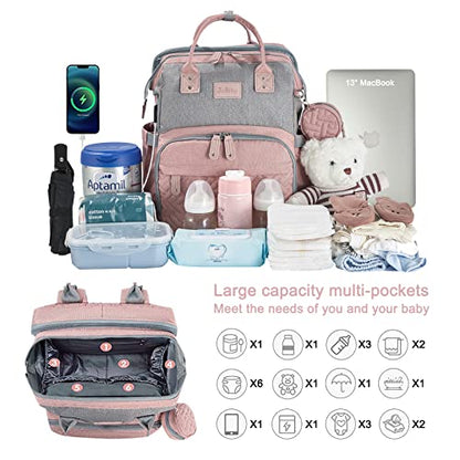 JOLLITO Diaper Bag Backpack with Changing Station, Baby Registry Search - color: Pink