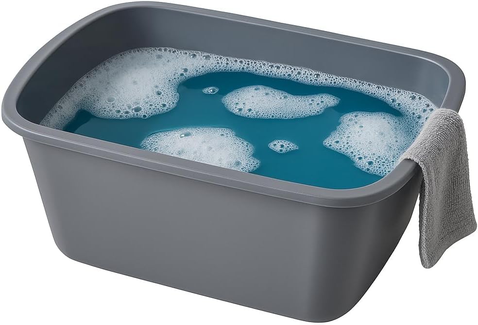 Vakly Plastic Wash Basin, 7 Qt, Rectangular, Graduated, 6 Pack