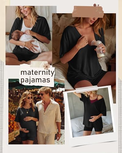 Women's 2 Piece Maternity Oversized Set - color: Black, size: Large
