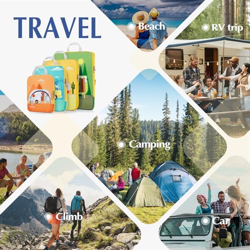 Gonex 4-Piece Compression Packing Cubes, Expandable Travel Organizers - color: RV, size: 4 Set