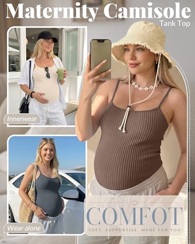 4 Pack Maternity Tank Tops - color: Charcoal Gray, Cream, Brown, Black, size: X-Large