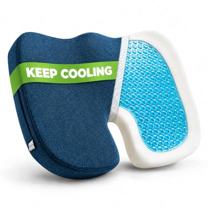 Gel Seat Cushion for Long Sitting, Office Chair Memory Foam Cushion, Blue - color: Blue