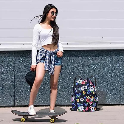 XEYOU Drawstring Backpack Bag Sport Gym Sackpack Beach Cinch Bag - color: Colorful Flowers